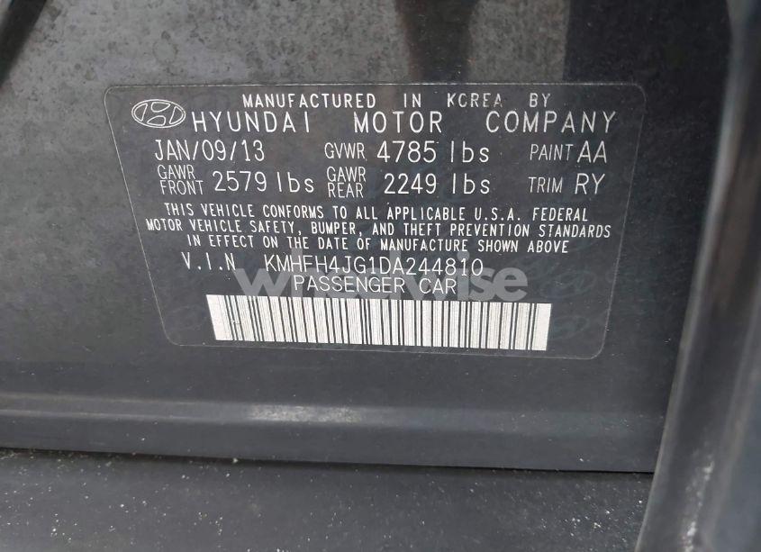 Photo 9 of 2013 Hyundai Azera (VIN KMHFH4JG1DA244810)