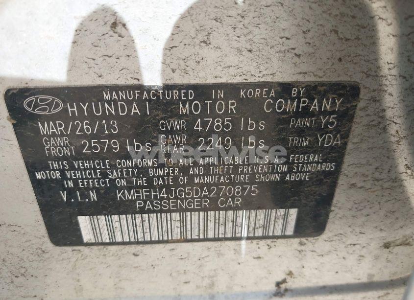 Photo 9 of 2013 Hyundai Azera (VIN KMHFH4JG5DA270875)