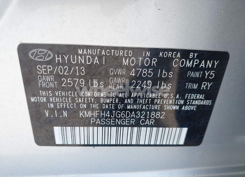 Photo 9 of 2013 Hyundai Azera (VIN KMHFH4JG6DA321882)