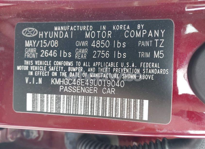 Photo 9 of 2009 Hyundai Genesis 3.8 (VIN KMHGC46E49U019040)