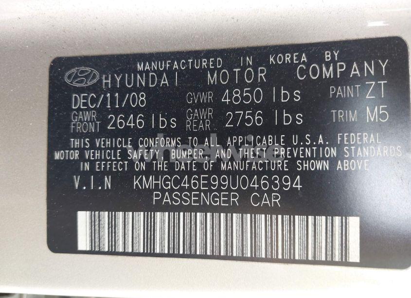 Photo 9 of 2009 Hyundai Genesis 3.8 (VIN KMHGC46E99U046394)