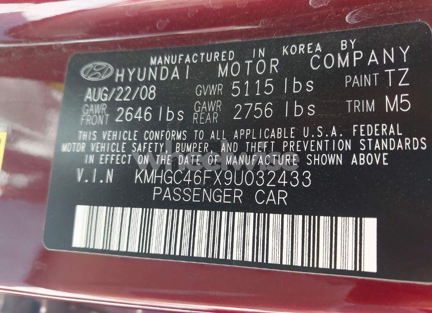 Photo 9 of 2009 Hyundai Genesis 4.6 (VIN KMHGC46FX9U032433)