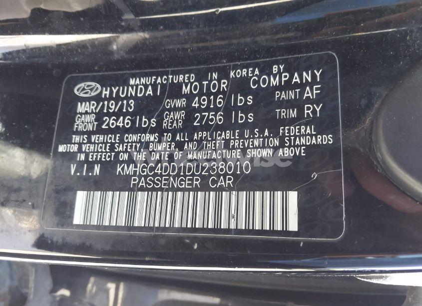 Photo 9 of 2013 Hyundai Genesis 3.8 (VIN KMHGC4DD1DU238010)