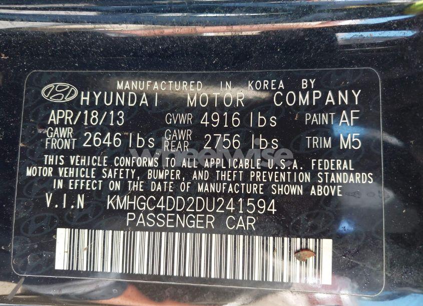 Photo 9 of 2013 Hyundai Genesis 3.8 (VIN KMHGC4DD2DU241594)