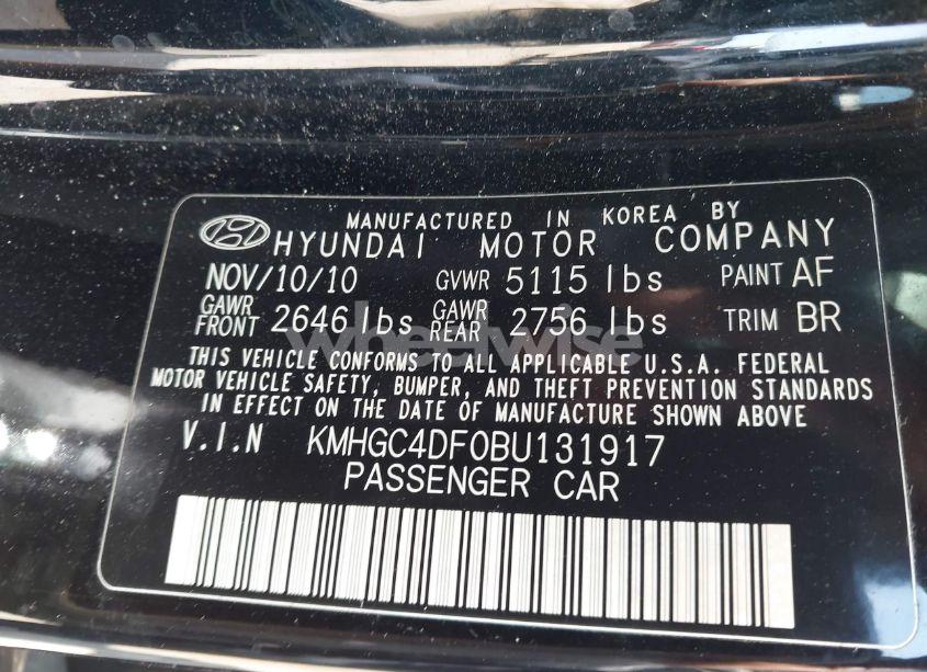 Photo 9 of 2011 Hyundai Genesis 4.6 (VIN KMHGC4DF0BU131917)