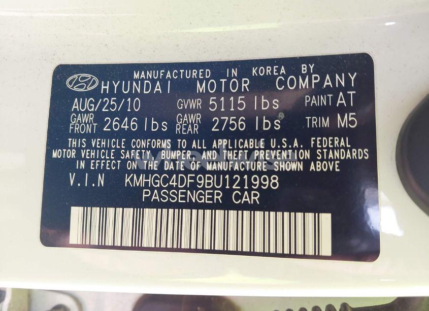 Photo 9 of 2011 Hyundai Genesis 4.6 (VIN KMHGC4DF9BU121998)