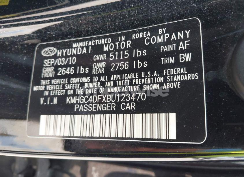 Photo 9 of 2011 Hyundai Genesis 4.6 (VIN KMHGC4DFXBU123470)