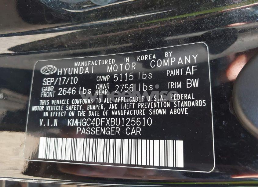 Photo 9 of 2011 Hyundai Genesis 4.6 (VIN KMHGC4DFXBU125610)