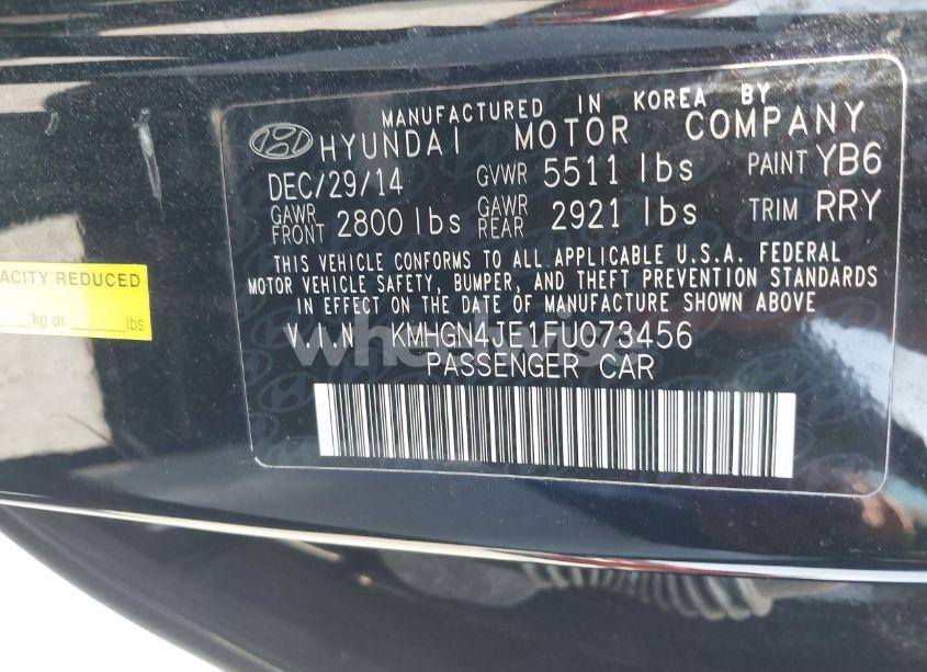 Photo 9 of 2015 Hyundai Genesis 3.8 (VIN KMHGN4JE1FU073456)