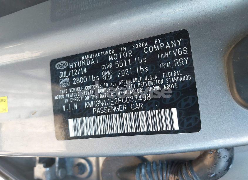 Photo 9 of 2015 Hyundai Genesis 3.8 (VIN KMHGN4JE2FU037498)