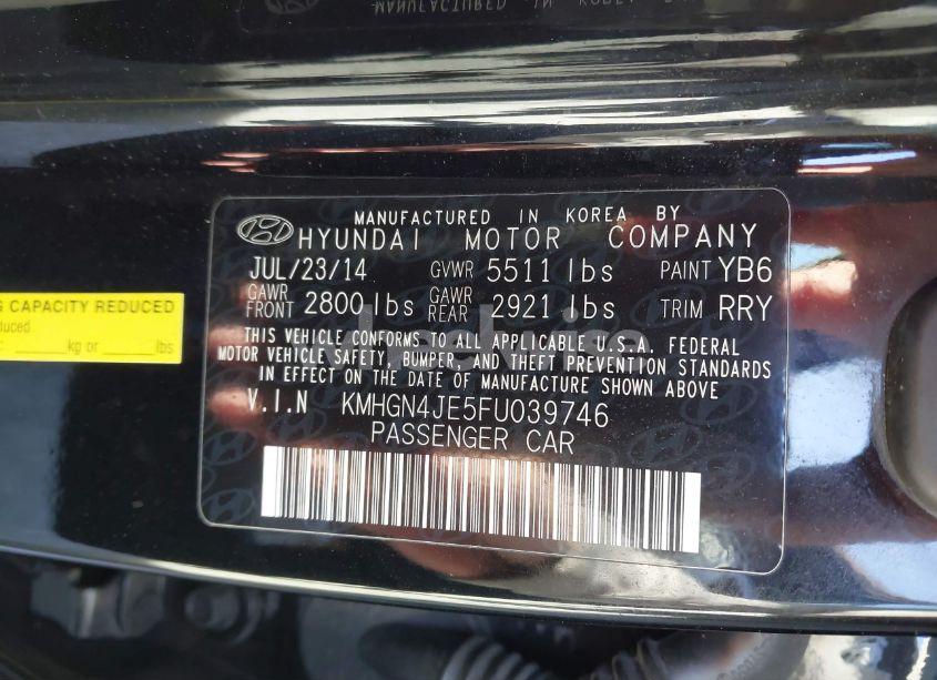 Photo 9 of 2015 Hyundai Genesis 3.8 (VIN KMHGN4JE5FU039746)