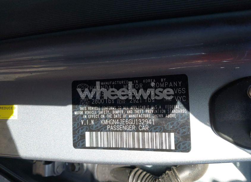 Photo 9 of 2016 Hyundai Genesis 3.8 (VIN KMHGN4JE6GU132941)