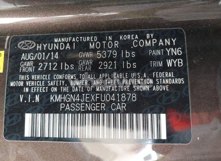 Photo 9 of 2015 Hyundai Genesis 3.8 (VIN KMHGN4JEXFU041878)