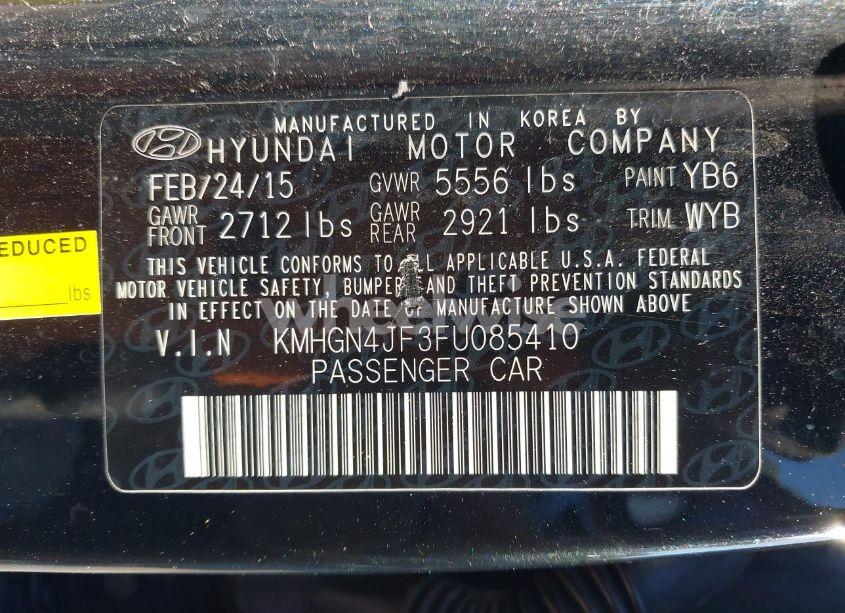 Photo 9 of 2015 Hyundai Genesis 5.0 (VIN KMHGN4JF3FU085410)