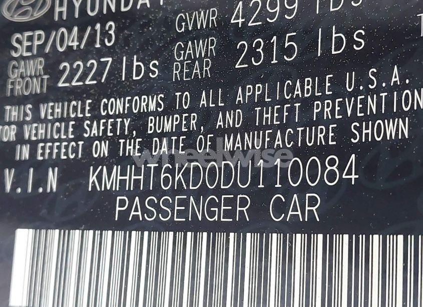 Photo 9 of 2013 Hyundai Genesis 2.0T (VIN KMHHT6KD0DU110084)