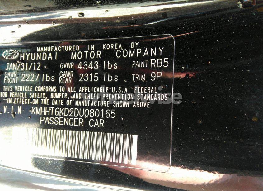 Photo 9 of 2013 Hyundai Genesis 2.0T (VIN KMHHT6KD2DU080165)