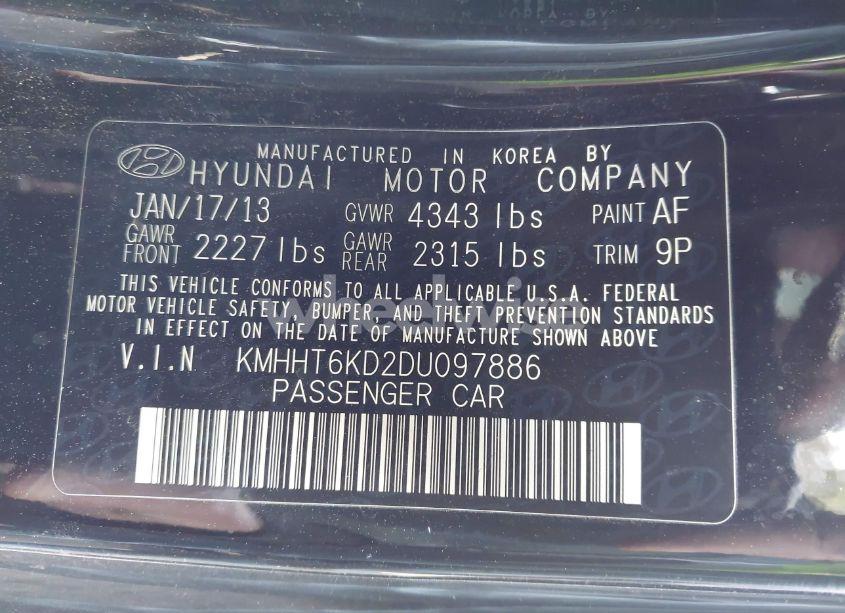 Photo 9 of 2013 Hyundai Genesis 2.0T PREMIUM (VIN KMHHT6KD2DU097886)