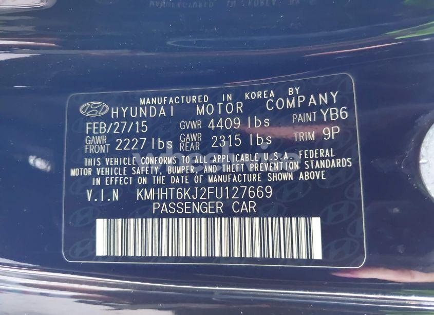 Photo 9 of 2015 Hyundai Genesis 3.8 BASE (VIN KMHHT6KJ2FU127669)