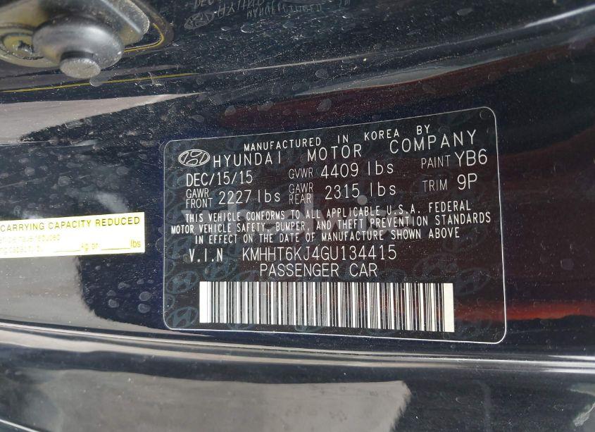 Photo 9 of 2016 Hyundai Genesis 3.8 BASE (VIN KMHHT6KJ4GU134415)