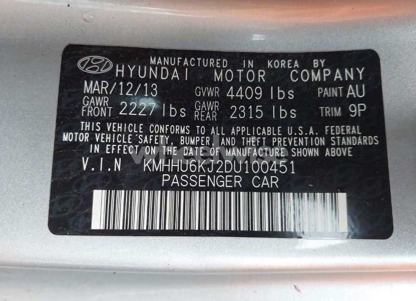 Photo 9 of 2013 Hyundai Genesis 3.8 TRACK (VIN KMHHU6KJ2DU100451)