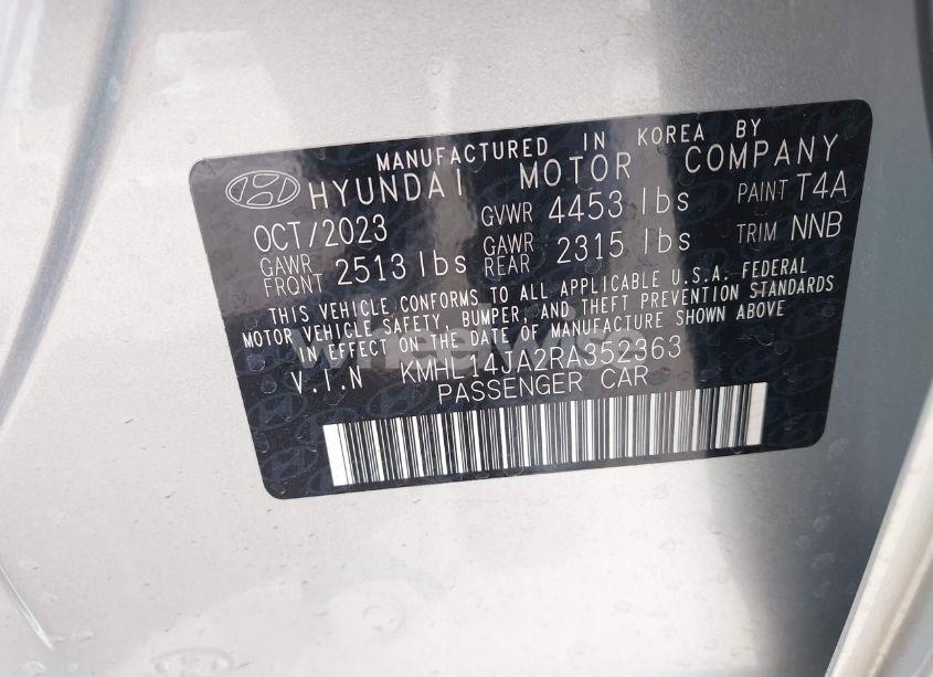 Photo 9 of 2024 Hyundai Sonata SEL (VIN KMHL14JA2RA352363)