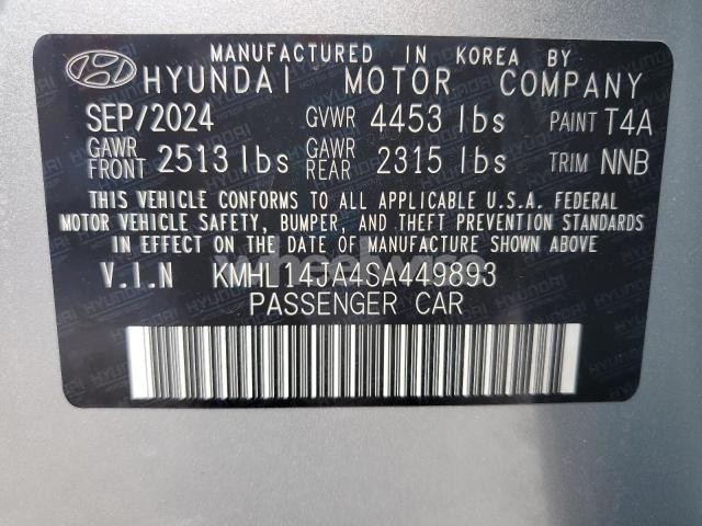 Photo 4 of 2025 HYUNDAI SONATA SEL (VIN KMHL14JA4SA449893)
