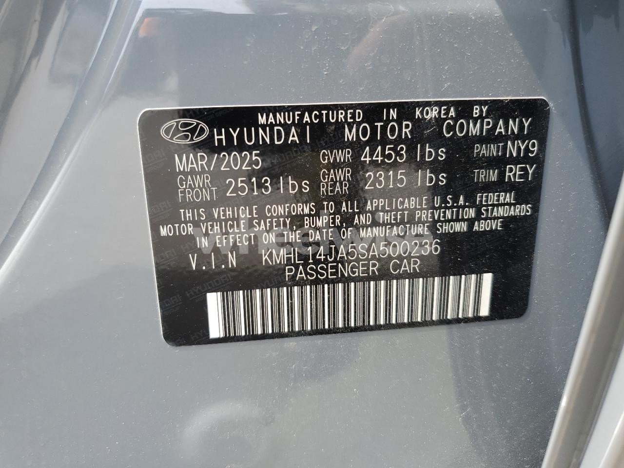 Photo 12 of 2025 HYUNDAI SONATA SEL (VIN KMHL14JA5SA500236)