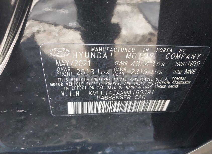 Photo 9 of 2021 Hyundai Sonata SEL (VIN KMHL14JAXMA160391)