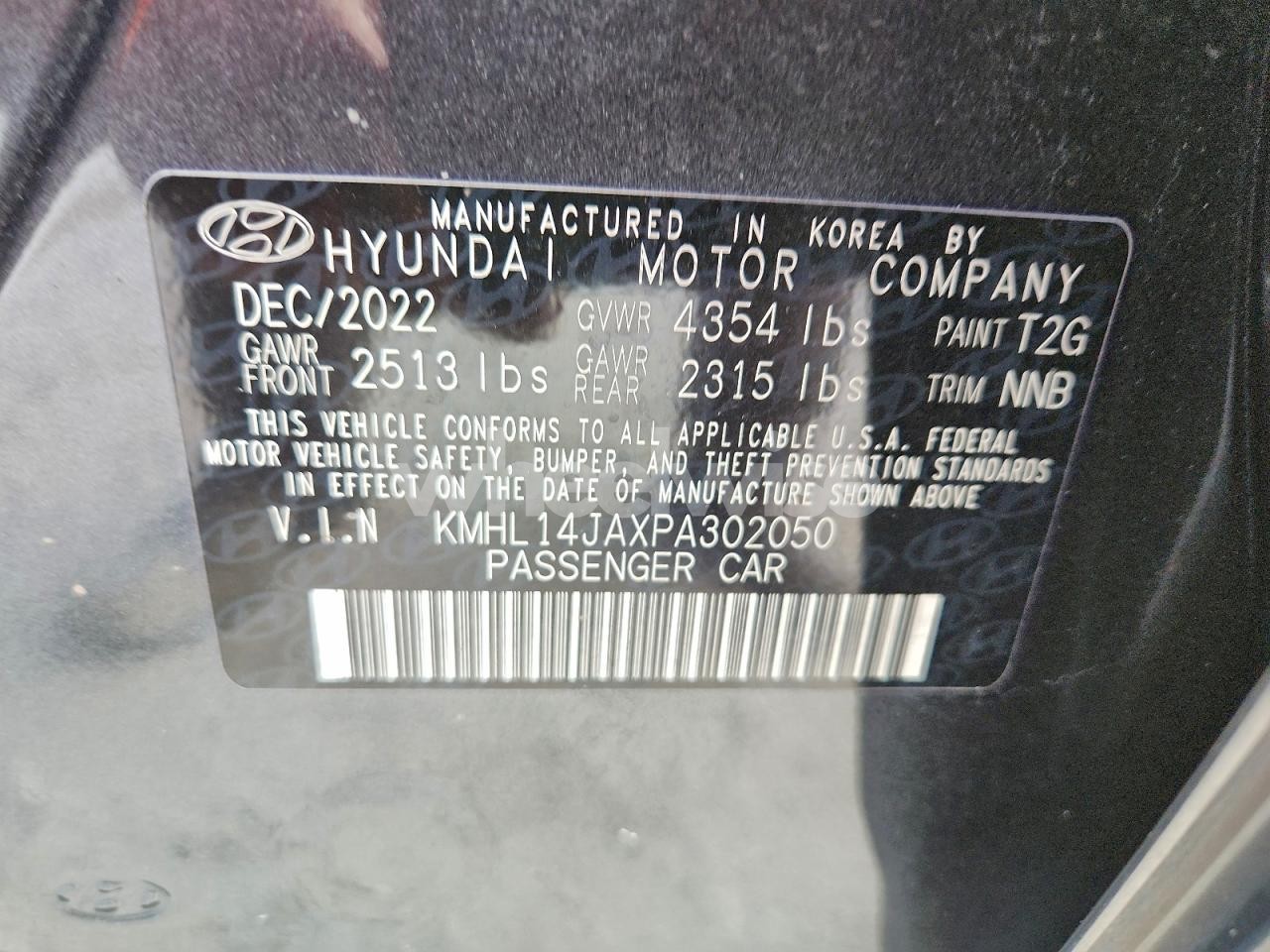 Photo 13 of 2023 HYUNDAI SONATA SEL (VIN KMHL14JAXPA302050)