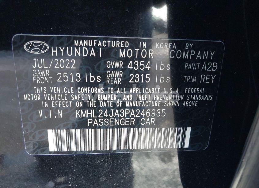 Photo 9 of 2023 Hyundai Sonata SE (VIN KMHL24JA3PA246935)