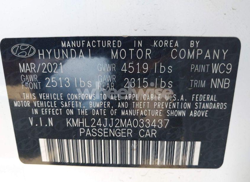 Photo 9 of 2021 Hyundai Sonata BLUE (VIN KMHL24JJ2MA033437)