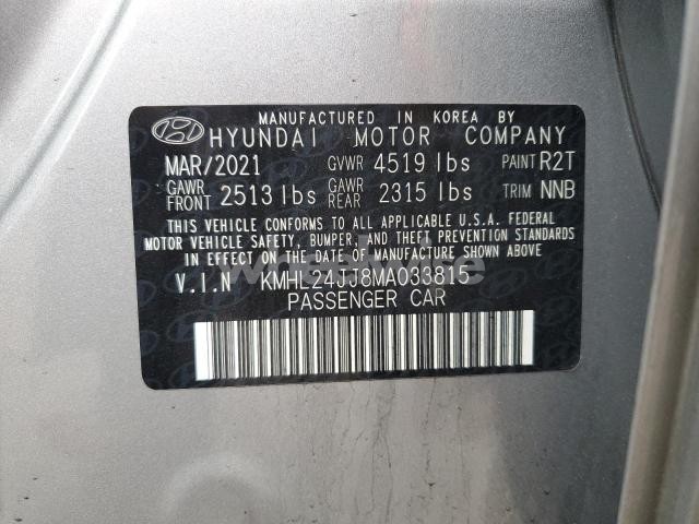 Photo 3 of 2021 HYUNDAI SONATA HYBRID (VIN KMHL24JJ8MA033815)