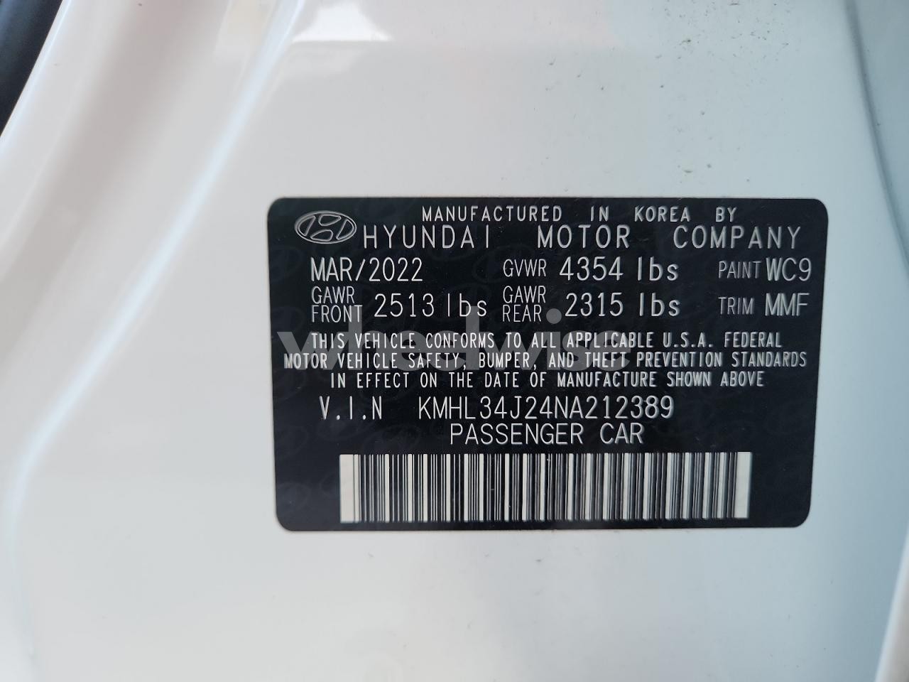Photo 12 of 2022 HYUNDAI SONATA LIMITED (VIN KMHL34J24NA212389)