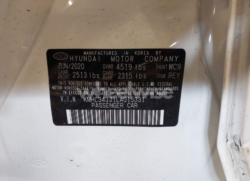 Photo 9 of 2020 Hyundai Sonata HYBRID SEL (VIN KMHL34JJ1LA015331)