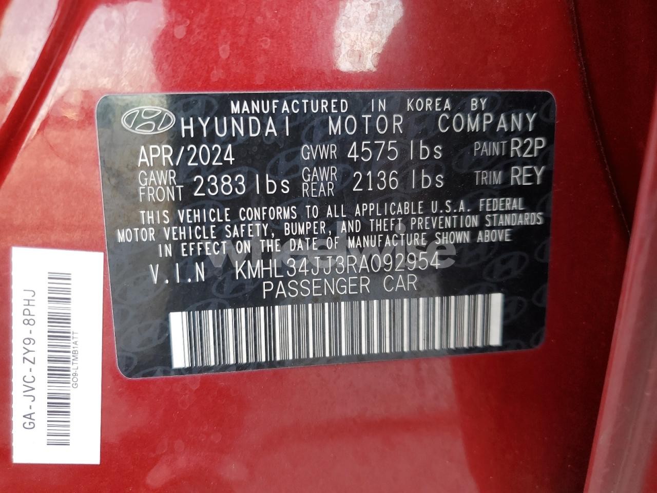 Photo 12 of 2024 HYUNDAI SONATA HYBRID (VIN KMHL34JJ3RA092954)