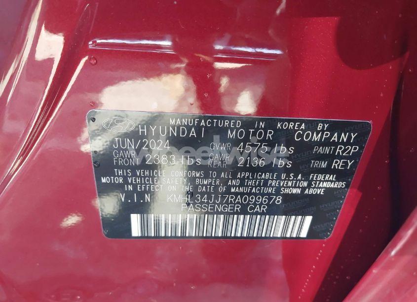 Photo 9 of 2024 Hyundai Sonata HYBRID SEL (VIN KMHL34JJ7RA099678)