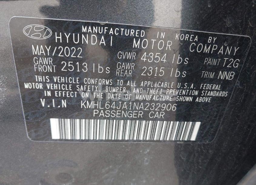 Photo 9 of 2022 Hyundai Sonata SEL (VIN KMHL64JA1NA232906)