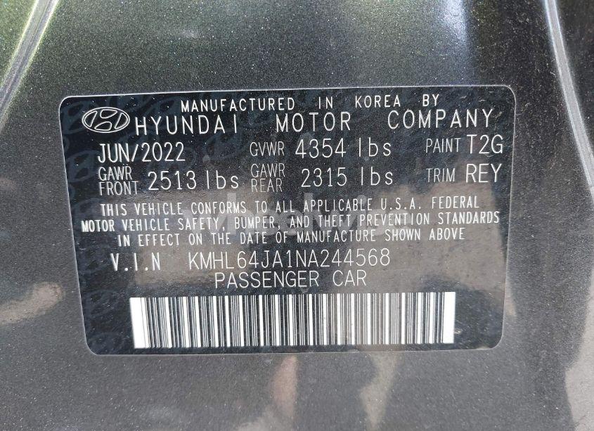 Photo 9 of 2022 Hyundai Sonata SEL (VIN KMHL64JA1NA244568)