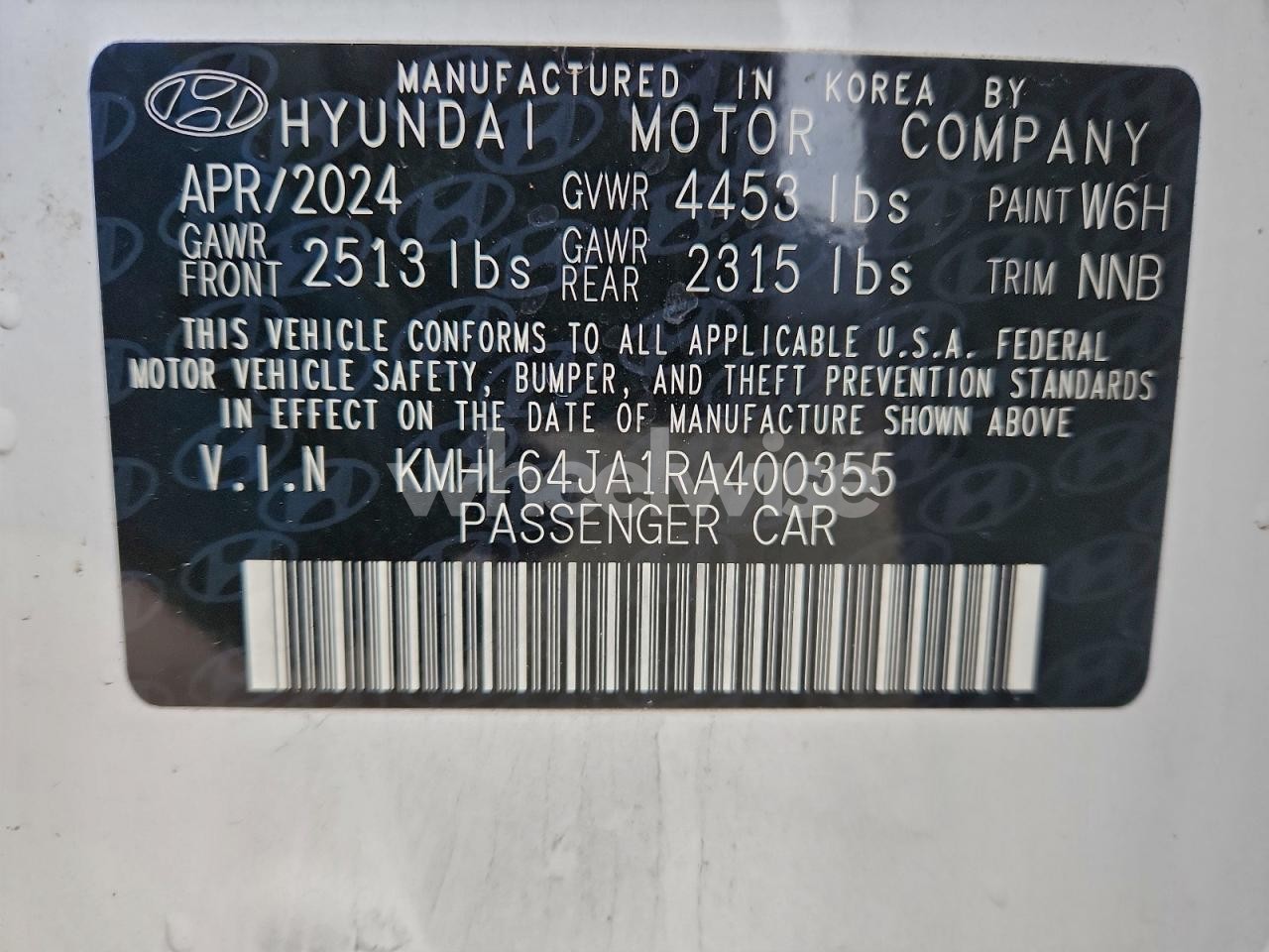 Photo 12 of 2024 HYUNDAI SONATA SEL (VIN KMHL64JA1RA400355)
