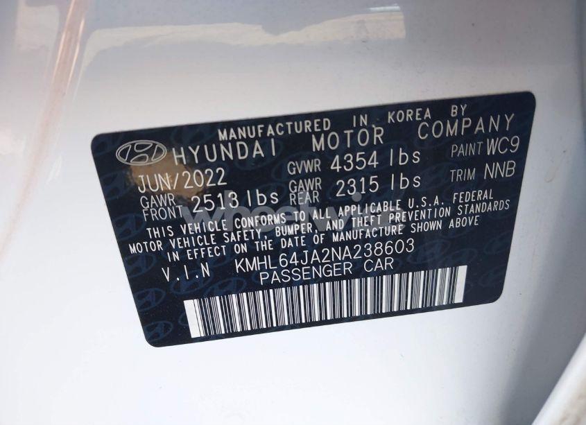 Photo 9 of 2022 Hyundai Sonata SEL (VIN KMHL64JA2NA238603)