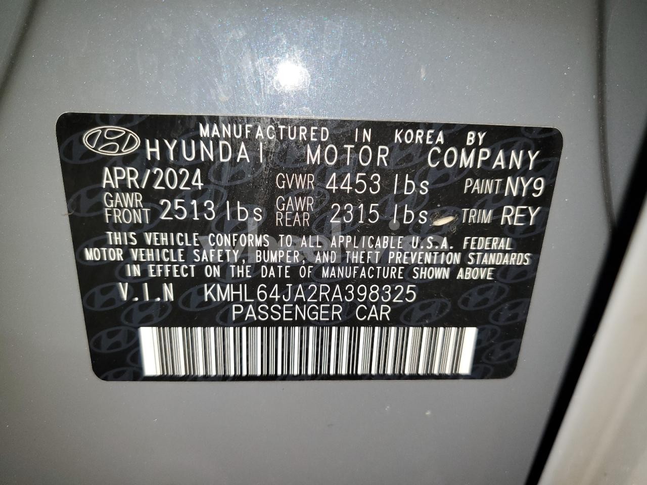 Photo 12 of 2024 HYUNDAI SONATA SEL (VIN KMHL64JA2RA398325)