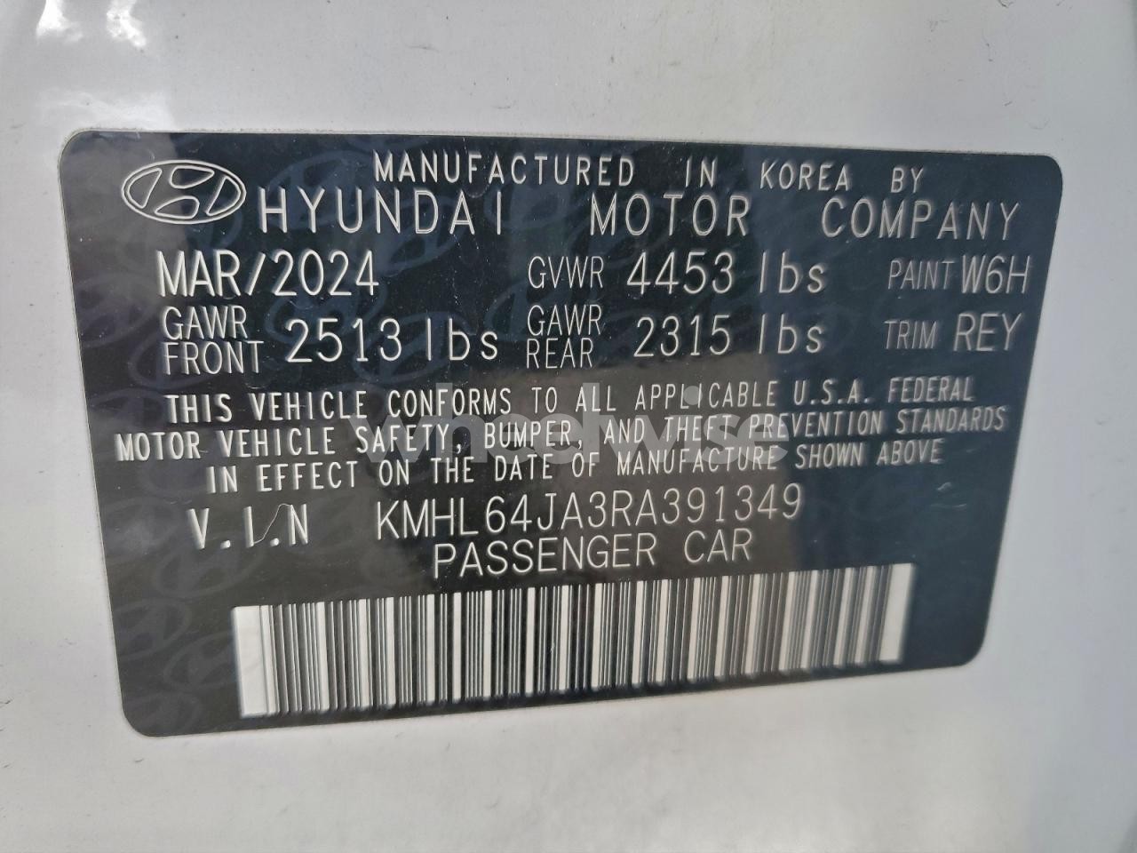 Photo 12 of 2024 HYUNDAI SONATA SEL (VIN KMHL64JA3RA391349)