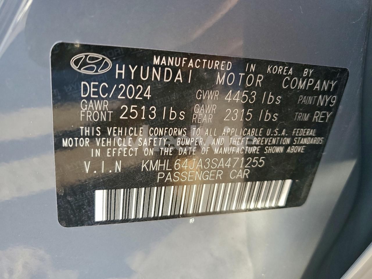 Photo 12 of 2025 HYUNDAI SONATA SEL (VIN KMHL64JA3SA471255)