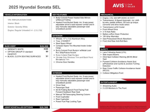 Photo 9 of 2025 HYUNDAI SONATA SEL (VIN KMHL64JA3SA473586)