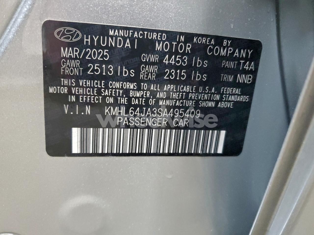 Photo 12 of 2025 HYUNDAI SONATA SEL (VIN KMHL64JA3SA495409)