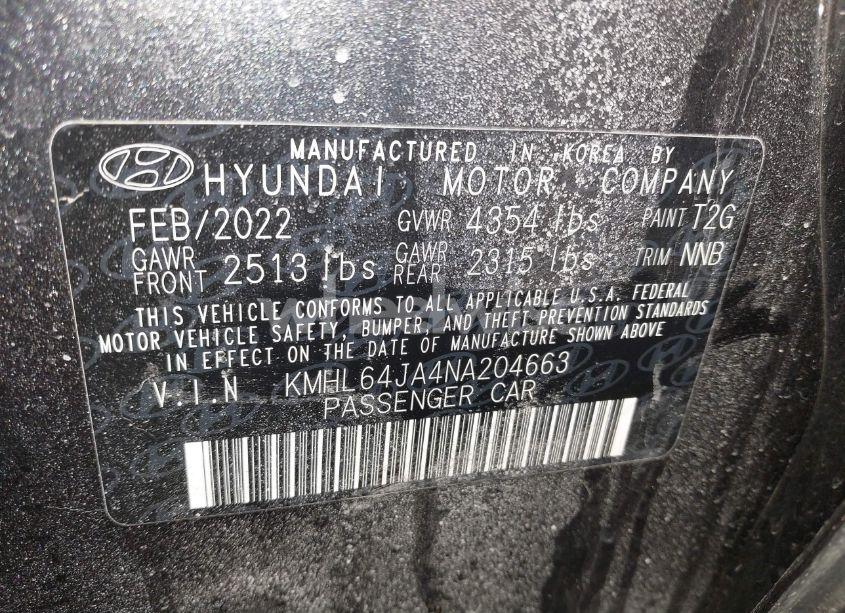 Photo 9 of 2022 Hyundai Sonata SEL (VIN KMHL64JA4NA204663)