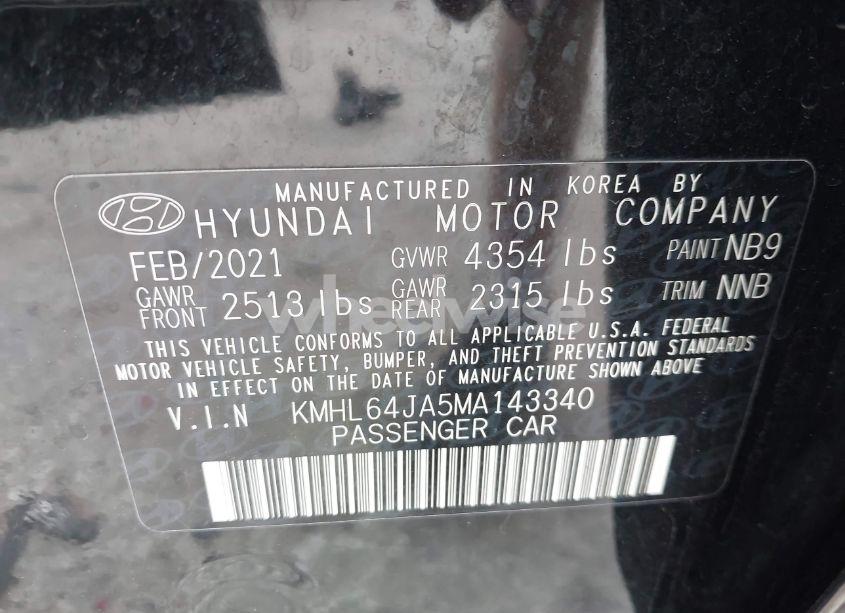 Photo 9 of 2021 Hyundai Sonata SEL (VIN KMHL64JA5MA143340)