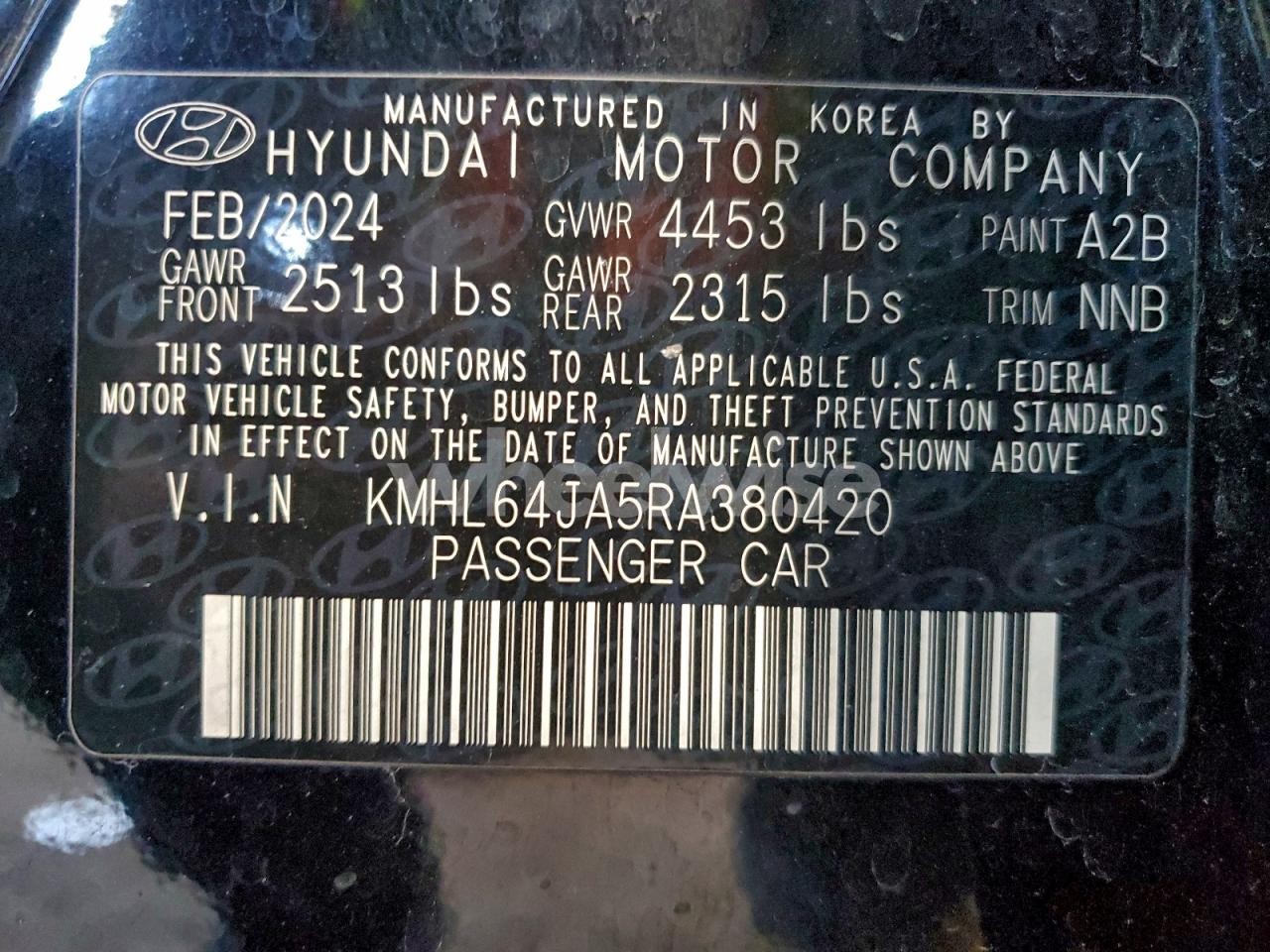 Photo 12 of 2024 HYUNDAI SONATA SEL (VIN KMHL64JA5RA380420)