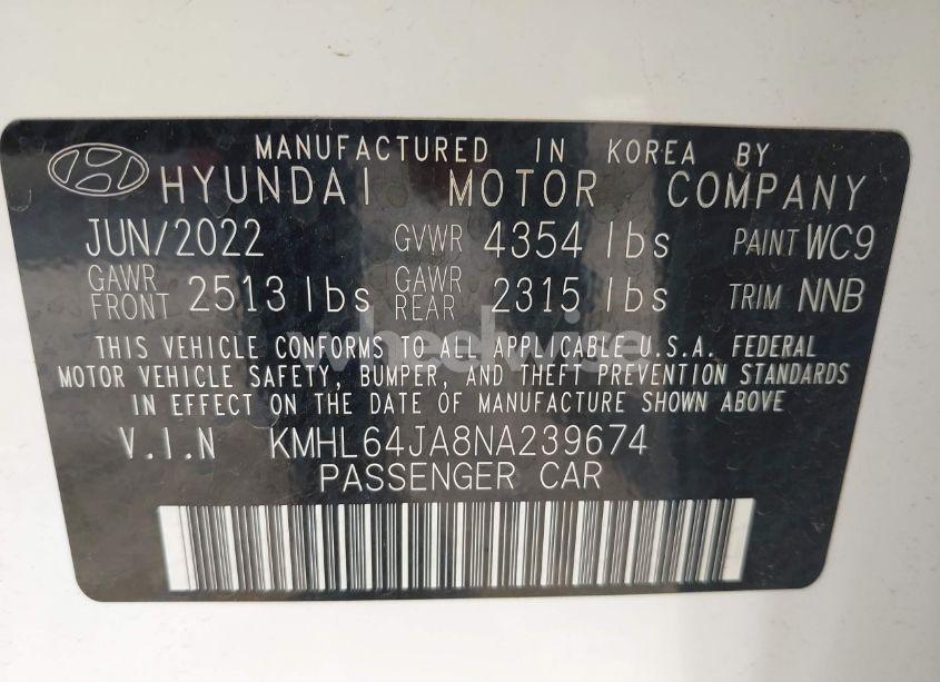 Photo 9 of 2022 Hyundai Sonata SEL (VIN KMHL64JA8NA239674)