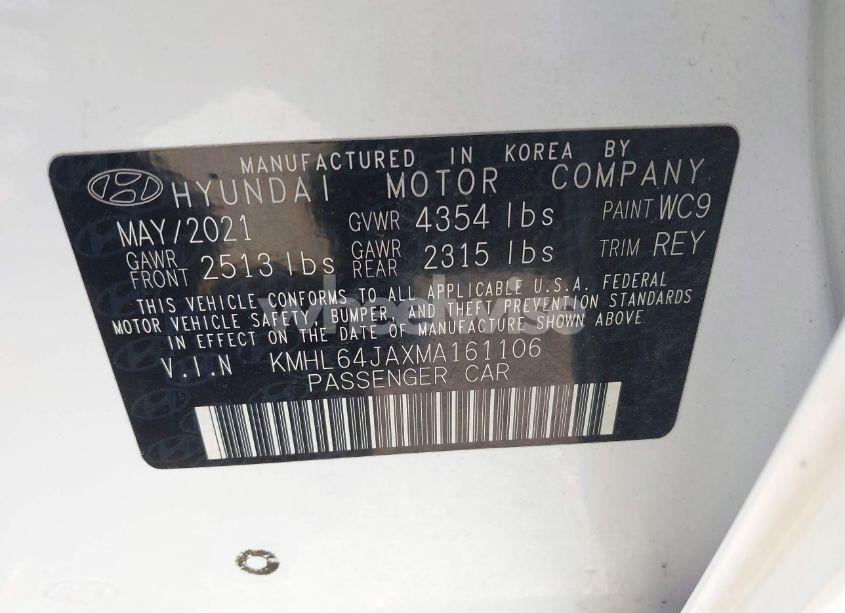 Photo 9 of 2021 Hyundai Sonata SEL (VIN KMHL64JAXMA161106)
